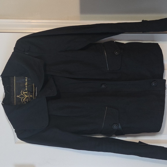 Mackage Black Jacket With Leather Trim - Picture 1 of 16